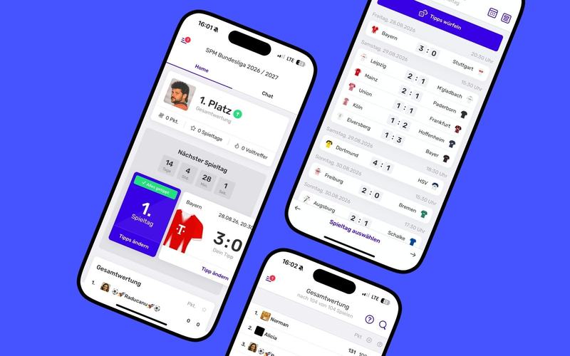 Teamtip – weitere Ansichten der Tippspiel-App